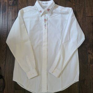 Vintage 90s Tabi International Button Down Shirt - Pink Rose Bouquet Embroidery